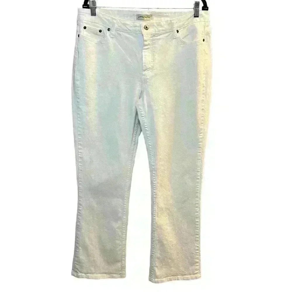 Riders Boot Cut White Denim Stretch Jeans Size 16 LONG